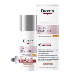 ეუცერინი - ანტი-პიგმენტი სახის კრემი SPF30 შეფერილი Medium პიგმენტური ლაქების საწინ.ყველა ტიპის კანი დღის 50მლ 3937 EUCERIN ANTIPIGMENT Tinted Day Care SPF 30 Medium 50ml 3937
