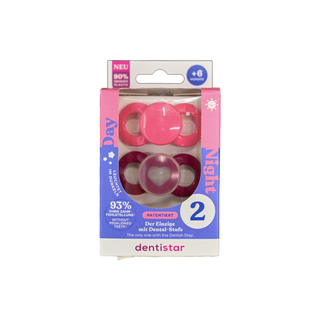 Փուչ ծծակ սիլիկոնե Դենտիսթար գիշեր-ցերեկ առանց օղակի, 6+ բոսորագույն №2 (26294)