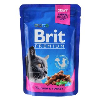 Корм Brit Premium консервований для котів з куркою та індичкою 100 г