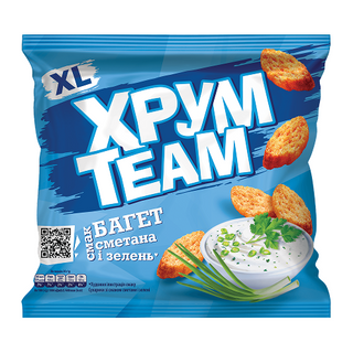 Сухарики- багет ХрумTeam зі смаком "Сметани і зелені"  90 грам