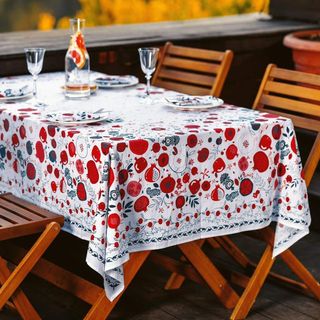 სუფრა "ბროწეულები" - 210x140 თეთრი