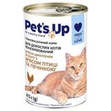Корм 415 г Своя лінія Pet's Up М'ясні шматоч. в соусі з м'ясом птиці та печінкою для дор. котів з/б