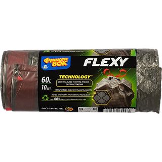 Пакети д.сміття ФБ затяжка 60л 60х64 10шт LD Flexy