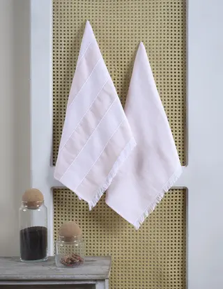 ჩაის ტილო - LOTS JACQUARD KITCHEN TOWEL SET OF 2 BLUSH 50x70