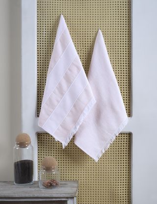 ჩაის ტილო - LOTS JACQUARD KITCHEN TOWEL SET OF 2 BLUSH 50x70