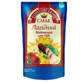 Майонезний Соус Королівський Смак Лагідний 30% ф/п 180г