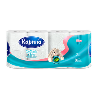 256 БУМАГА ТУАЛЕТНАЯ КАРИНА DELICATE CARE 2 СЛ. 8 РУЛ./7