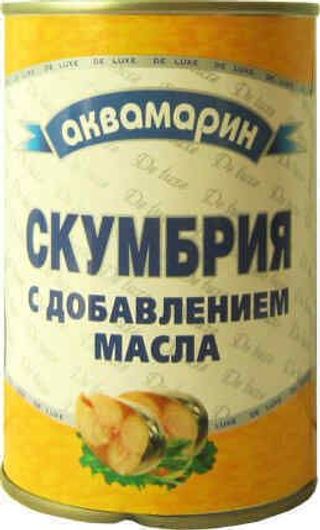 კონსერვი თევზის "აკვამარინი" სკუმბრია მაკარელი ზეთში 425გრ