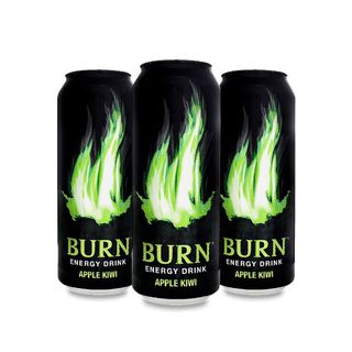 Напій Burn ябл.-ківі енергетичний сильногазований ж/б 0.5л x3шт