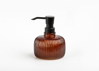 თხევადი საპნის დისპენსერი - STAR GLASS LIQUID SOAP DISPENSER 10.3X10.3X13.1 CM AMBER