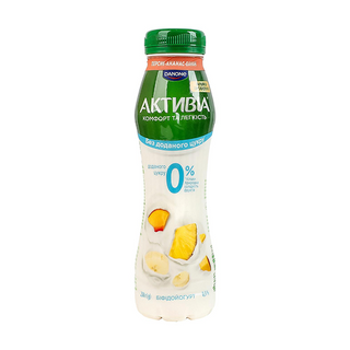 Біфідойогурт Активіа Персик-ананас-банан без цукру питний 0.5% 250 г