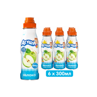 6х Вода и сок Агуша Яблоко, 0,3л