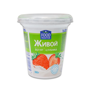 Живой йогурт FoodMaster Клубника 1,5% , 300гр