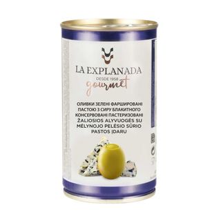 Оливки зелені 350 г La Explanada фаршировані пастою з сиру блакитного  з/б