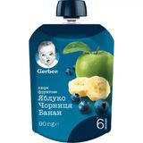 Пюре фруктове Gerber Яблуко, Чорниця, Банан для дітей із 6 місяців, 90 г