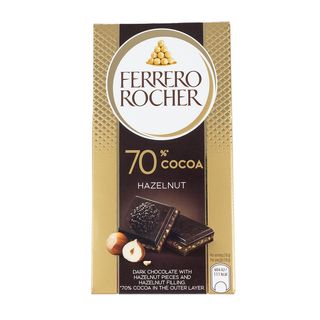 შავი შოკოლადის ფილა / FERRERO ROCHER / 70 % / თხილით/ 90გ