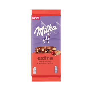 Шоколад молочный Milka Extra с миндалём, клюквой и киноа, 130 гр.