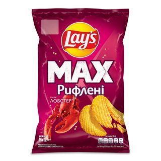 Чипси  Lay's MAX картопляні рифлені зі смаком лобстеру, 95 г