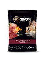 Savory Cat Pouch Lamb Pumpkin шматки в желе д/кошенят ягня/гарбуз 85г