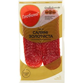 Ковбаса Глобино салямі золотистий 80г с.к нарізка