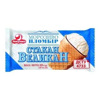 Морозиво Ласунка Великан Стакан Пломбір 85Г
