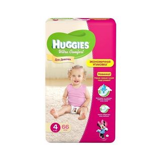 ПОДГУЗНИКИ HUGGIES UC S4 66шт 8-14кг Д/ДЕВОЧЕК, ШК: 5029053543628