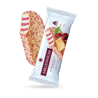 Морозиво Рудь Millenium Білий шоколад-черешня вершкове 80г