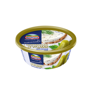 380 ТВОРОЖНЫЙ СЫР HOCHLAND С МАРИНОВАННЫМИ ОГУРЦАМИ 140 Г/12
