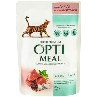 Корм консервований Optimeal з телят у журавлиновом соусі 85г