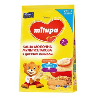 Каша Молочна Milupa Суха Швидкорозчинна Мультизлакова З Дитячим Печивом 210 Г