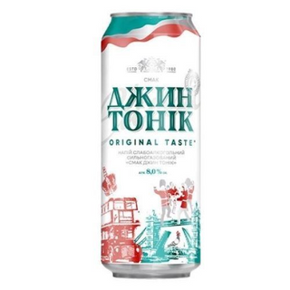 Напій Оболонь Джин тонік слабоалк 8% 0.5л з/б