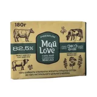 МАСЛО СЛИВОЧНОЕ МАЙ LOVE PREMIUM 82,5% 180ГР