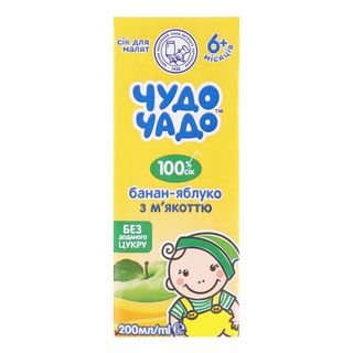 Сік ЧУДО ЧАДО з 6 міс. банан-яблуко з м'якоттю / 200мл