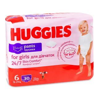 Підгузки-трусики для дівчаток Huggies Pants Jum 6 (15-25 кг) 30шт