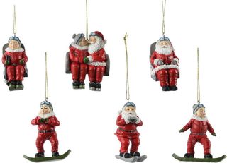 ნაძვის ხის მოსართავი ფიგურა, სანტა კურორტზე, კერამიკა 12 სმ