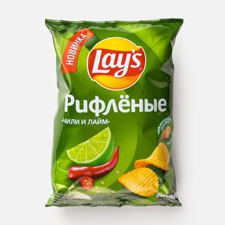 Чипсы Lay's Рифленые Чили Лайм 125гр М/уп Рф4690388118198