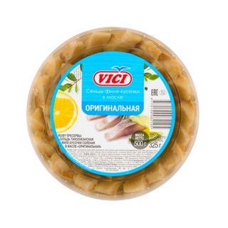 Vici, Сельдь Vici 500Гр Оригинальная Кусочки Филе В/М, шт, ШК: 4770190082105
