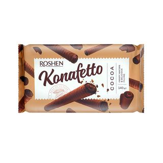 ვაფლის ჩხირები კრემ-კაკაო კონაფეტო კოკოა "როშენი" (ახალი) 156 გრ / 4823077633034