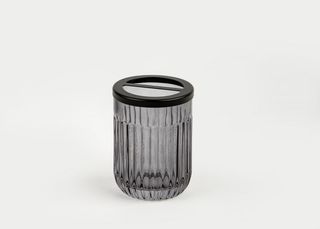 კბილის ჯაგრისის ჩასადები ჭიქა - DIAMOND GLASS TOOTHPASTE DISPENSER 8.1X8.1X10.9 CM BLACK