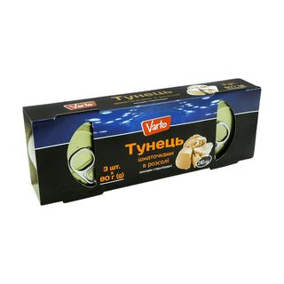 Тунець шматочками Varto у розсолі 3-80 г