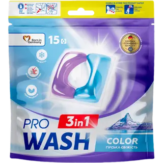 Капсули для прання Pro Wash Гірська свіжість 15 шт