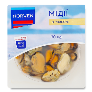 Мідії Norven в розсолі 170г