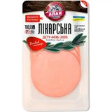 Ковбаса Алан Лікарська нарізка вищого гатунку 100г
