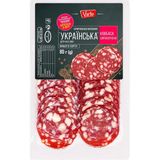 Ковбаса Varto УКРАЇНСЬКА сиро-копчена вищого гатунку нарізка 80г