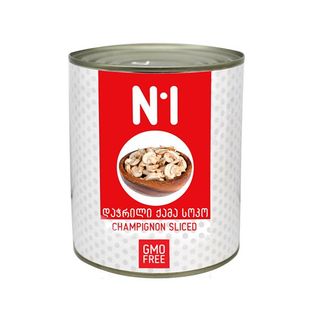 კონსერვი სოკო ქამა დაჭრ 800გრ N1