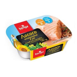 Консерви 120 г Banga філе лосося шматочками у олії з/б