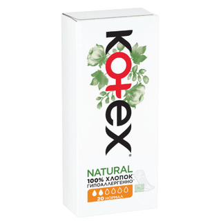 Kotex - ყოველდღიური საფენი ნორმალი ნატურალი - 20 ც