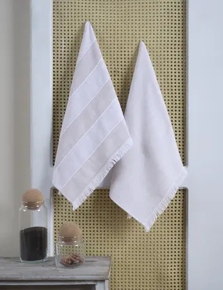 ჩაის ტილო - LOTS JACQUARD KITCHEN TOWEL SET OF 2 BEIGE 50x70