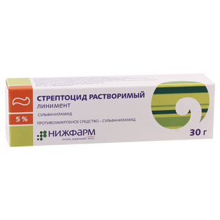 სტრეპტოციდის ლინიმენტი 5% 30გრ ტუბი #1  Streptocid soluble Liniment 5% 30gr
