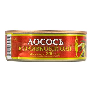 Рибна конс. РИЖСЬКЕ ЗОЛОТО Лосось в оливковій олії ж/б / 240г